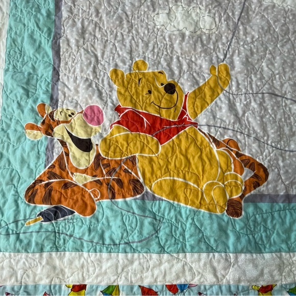 Handmade Winnie The Pooh and Friends Colorful Kite Patchwork Quilt Disney 56X48 - Picture 3 of 16